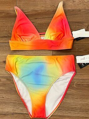 NWT Salt + Cove Neon Ombre 2 Piece Bikini Sz L